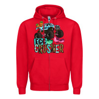 Red Easter Day Monster truck Easter egg crusher Zipper Hoodie - OliviaCreatesArt