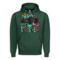 Sports Green Easter Day Monster truck Easter egg crusher Zipper Hoodie - OliviaCreatesArt