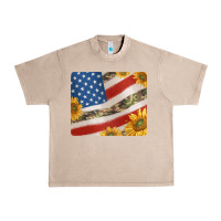American Flag Sunflowers And Canouflage Print Veteran Mousepad Urban Heavy Tee | Teevron