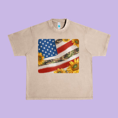 American Flag Sunflowers And Canouflage Print Veteran Mousepad Urban Heavy Tee Designed By Jasminsmagicworld