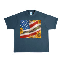 Midnight Navy american flag sunflowers and canouflage print veteran mousepad Urban Heavy Tee - Jasminsmagicworld
