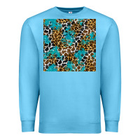 Ocean Blue turquoise glitter cowhide leopard seamless pattern Premium Sweatshirt - BundleAndBundleShop