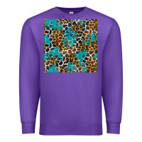 Purple turquoise glitter cowhide leopard seamless pattern Premium Sweatshirt - BundleAndBundleShop
