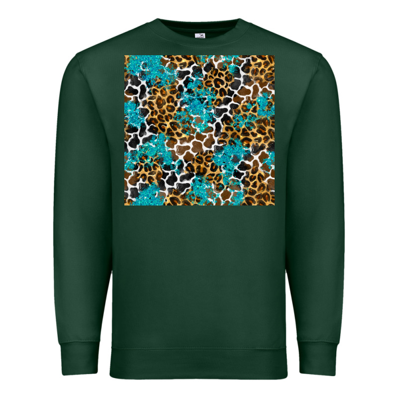 Turquoise Glitter Cowhide Leopard Seamless Pattern Premium Sweatshirt by BundleAndBundleShop | Teevron