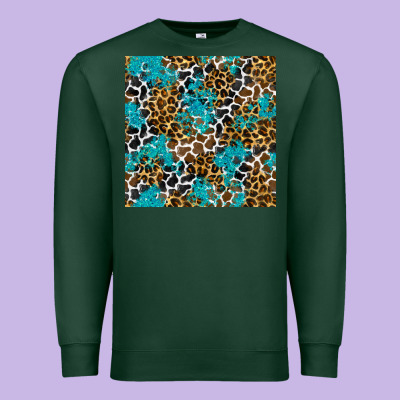 Turquoise Glitter Cowhide Leopard Seamless Pattern Premium Sweatshirt Designed By Bundleandbundleshop