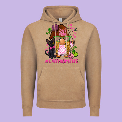 Cat Mom  Life Gnome Vintage Hoodie Designed By Barkaloodesign