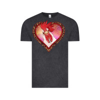 Vintage Black valentines day rooster with leopard heart Vintage Tee - RanaPortraitStore