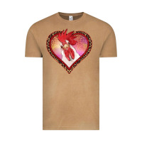 Vintage Camel valentines day rooster with leopard heart Vintage Tee - RanaPortraitStore