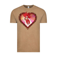 Vintage Coffee valentines day rooster with leopard heart Vintage Tee - RanaPortraitStore