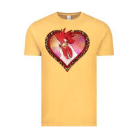 Vintage Mustard valentines day rooster with leopard heart Vintage Tee - RanaPortraitStore
