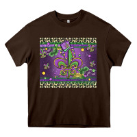 Chocolate Brown mardi gras fleur de lis Heavy Core Tee - MaliasSmallBusiness