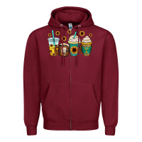 Burgundy yellowstone coffee cups Zipper Hoodie - OliviaCreatesArt