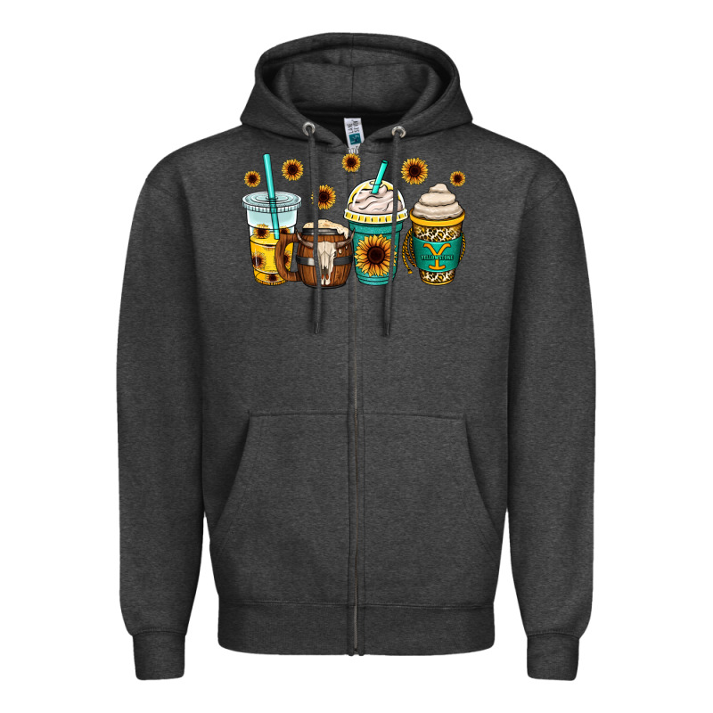Yellowstone Coffee Cups Zipper Hoodie by OliviaCreatesArt | Teevron