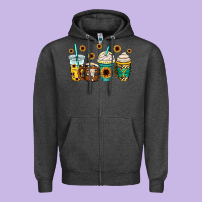 Yellowstone Coffee Cups Zipper Hoodie Designed By Oliviacreatesart