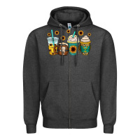 Charcoal Heather yellowstone coffee cups Zipper Hoodie - OliviaCreatesArt