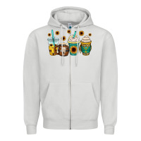 Dove Grey yellowstone coffee cups Zipper Hoodie - OliviaCreatesArt