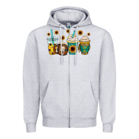 Heather Grey yellowstone coffee cups Zipper Hoodie - OliviaCreatesArt