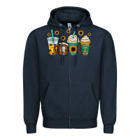 Navy yellowstone coffee cups Zipper Hoodie - OliviaCreatesArt