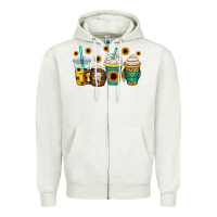 Oatmeal Heather yellowstone coffee cups Zipper Hoodie - OliviaCreatesArt