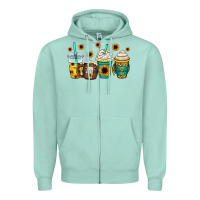 Seafoam yellowstone coffee cups Zipper Hoodie - OliviaCreatesArt