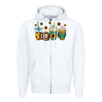 White yellowstone coffee cups Zipper Hoodie - OliviaCreatesArt