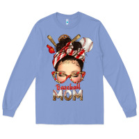 Colony Blue Baseball Mom Messy Bun Long Sleeve Tee - texasbilliewilder