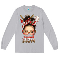 Moon Dust Baseball Mom Messy Bun Long Sleeve Tee - texasbilliewilder