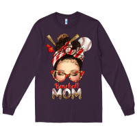 Plum Baseball Mom Messy Bun Long Sleeve Tee - texasbilliewilder
