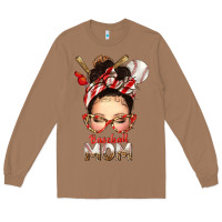 Toasted Coconut Baseball Mom Messy Bun Long Sleeve Tee - texasbilliewilder