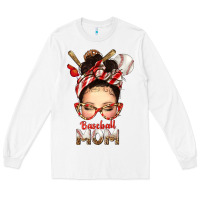 White Baseball Mom Messy Bun Long Sleeve Tee - texasbilliewilder