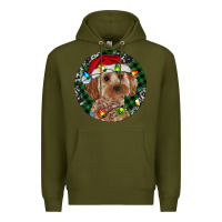 Army Green Cockapoo Christmas Premium Hoodie - RanaPortraitStore