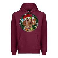 Burgundy Cockapoo Christmas Premium Hoodie - RanaPortraitStore