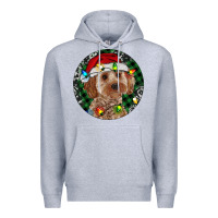 Heather Grey Cockapoo Christmas Premium Hoodie - RanaPortraitStore