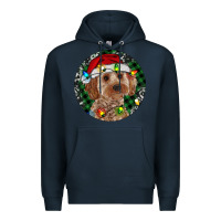 Navy Cockapoo Christmas Premium Hoodie - RanaPortraitStore