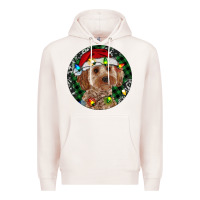 Pale Pink Cockapoo Christmas Premium Hoodie - RanaPortraitStore