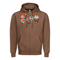 Chestnut watermelon summer coffee cups Zipper Hoodie - OliviaCreatesArt