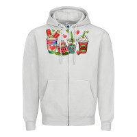 Dove Grey watermelon summer coffee cups Zipper Hoodie - OliviaCreatesArt