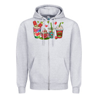 Heather Grey watermelon summer coffee cups Zipper Hoodie - OliviaCreatesArt