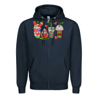 Navy watermelon summer coffee cups Zipper Hoodie - OliviaCreatesArt