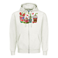 Oatmeal Heather watermelon summer coffee cups Zipper Hoodie - OliviaCreatesArt