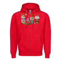 Red watermelon summer coffee cups Zipper Hoodie - OliviaCreatesArt