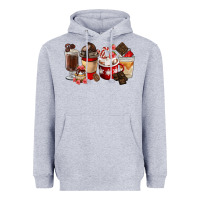 Heather Grey Chocolate Love Coffee Cups Heavyweight Hoodie - FaDigitalArtStudio