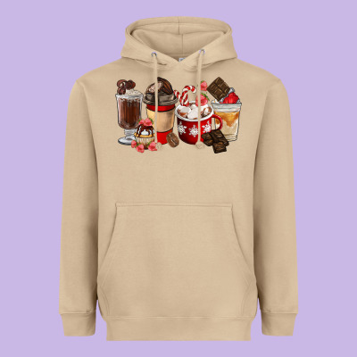 Chocolate Love Coffee Cups Heavyweight Hoodie Designed By Fadigitalartstudio