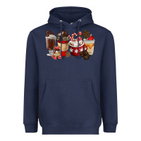 Navy Chocolate Love Coffee Cups Heavyweight Hoodie - FaDigitalArtStudio