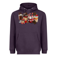 Plum Chocolate Love Coffee Cups Heavyweight Hoodie - FaDigitalArtStudio