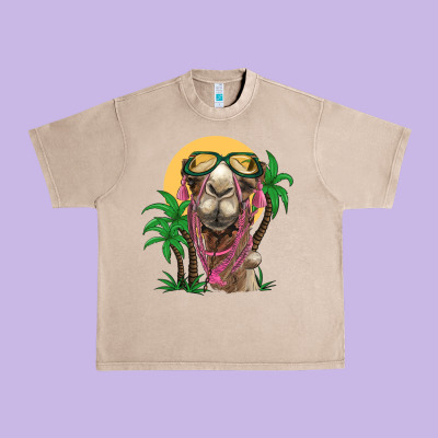 Camel With Oasis Urban Heavy Tee Designed By Barkaloodesign