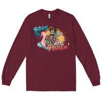 Burgundy Bitches be floatin' skeleton summer Long Sleeve Tee - NancyCooperArtShop