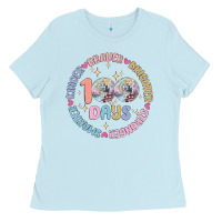 Baby Blue 100 days of school Ladies Tee - MaliasSmallBusiness