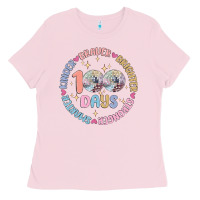 Bubblegum Pink 100 days of school Ladies Tee - MaliasSmallBusiness