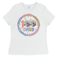 White 100 days of school Ladies Tee - MaliasSmallBusiness